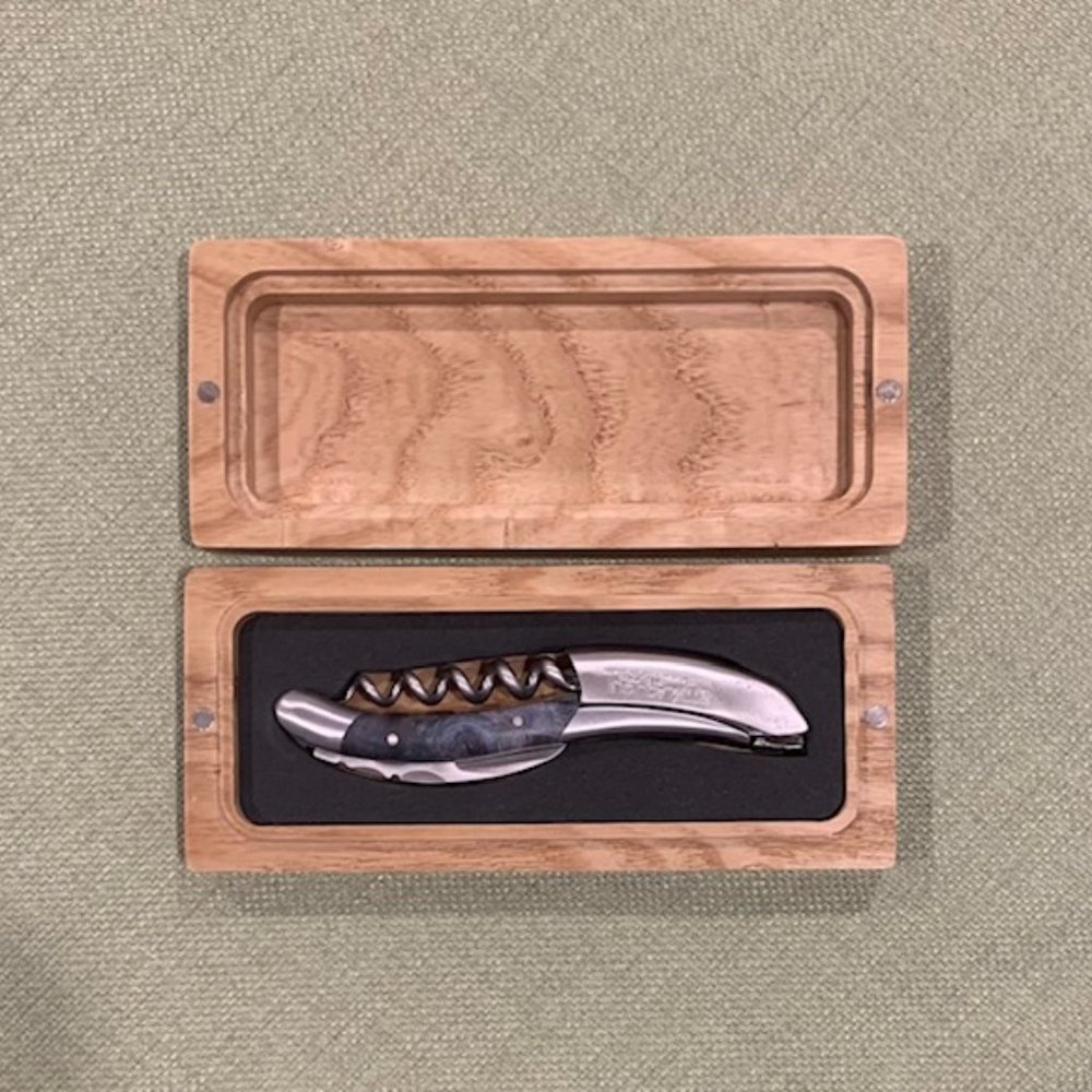 Laguiole En Aubrac Brushed Sommelier Waiter's Corkscrew, Buckeye Burl Blue